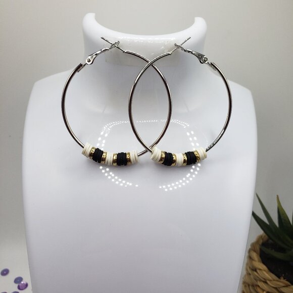 Hand Made Earrings Large Hoopes - Picture 1 of 3